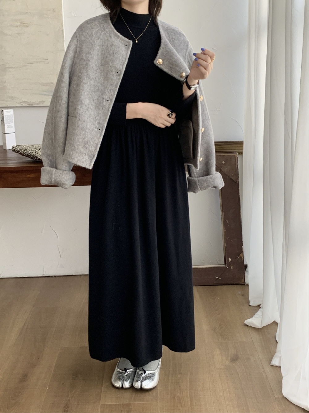 ハーフネックフレアニットワンピース | 詳細画像11