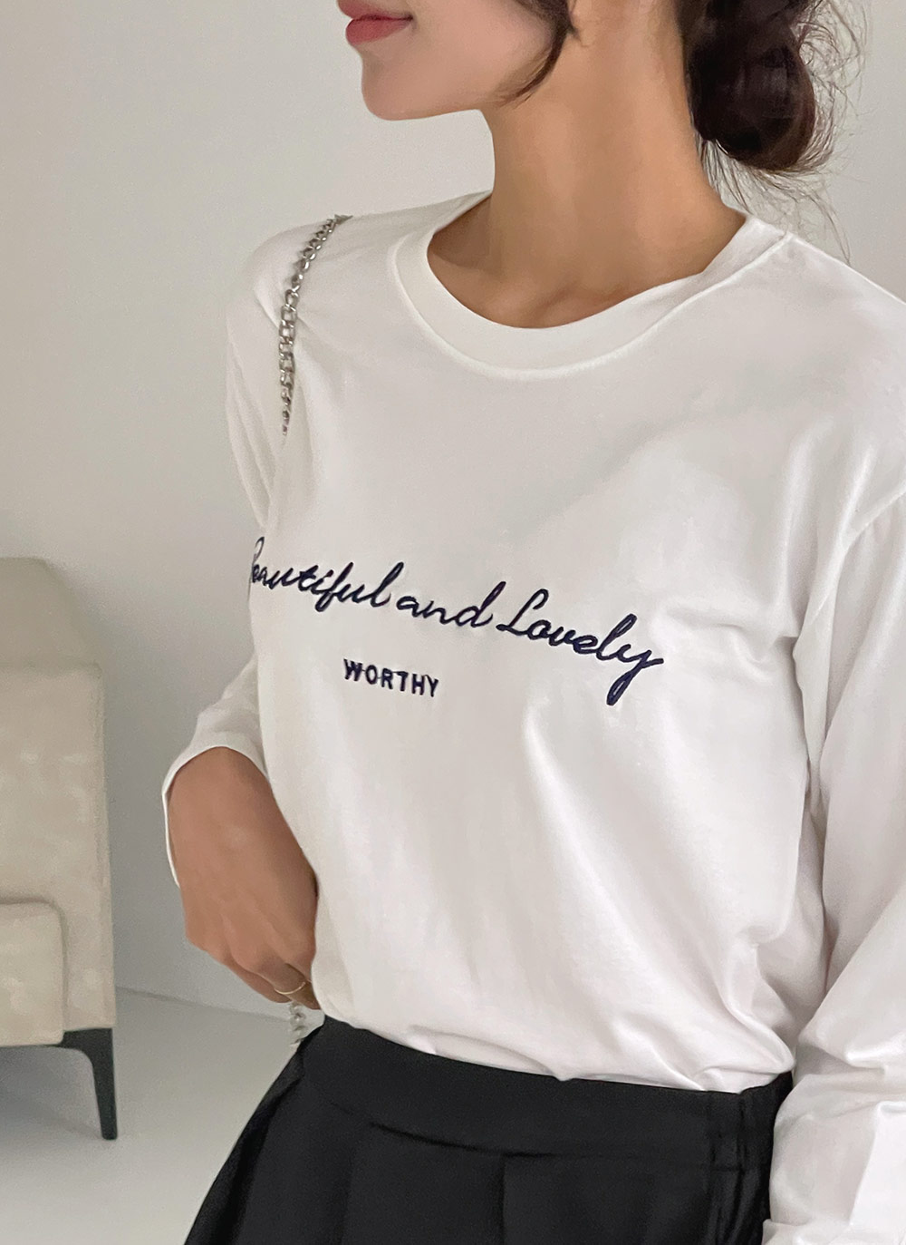 モダール混刺繍レタリングTシャツ | DHOLIC | 詳細画像12