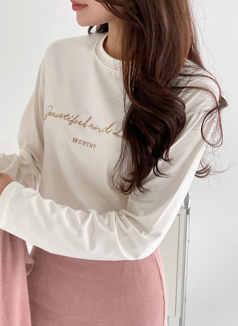 モダール混刺繍レタリングTシャツ | DHOLIC | 詳細画像16