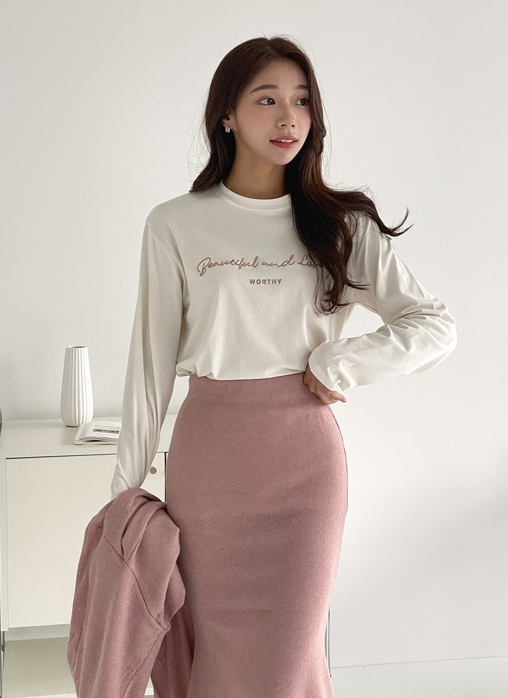 モダール混刺繍レタリングTシャツ | DHOLIC | 詳細画像17