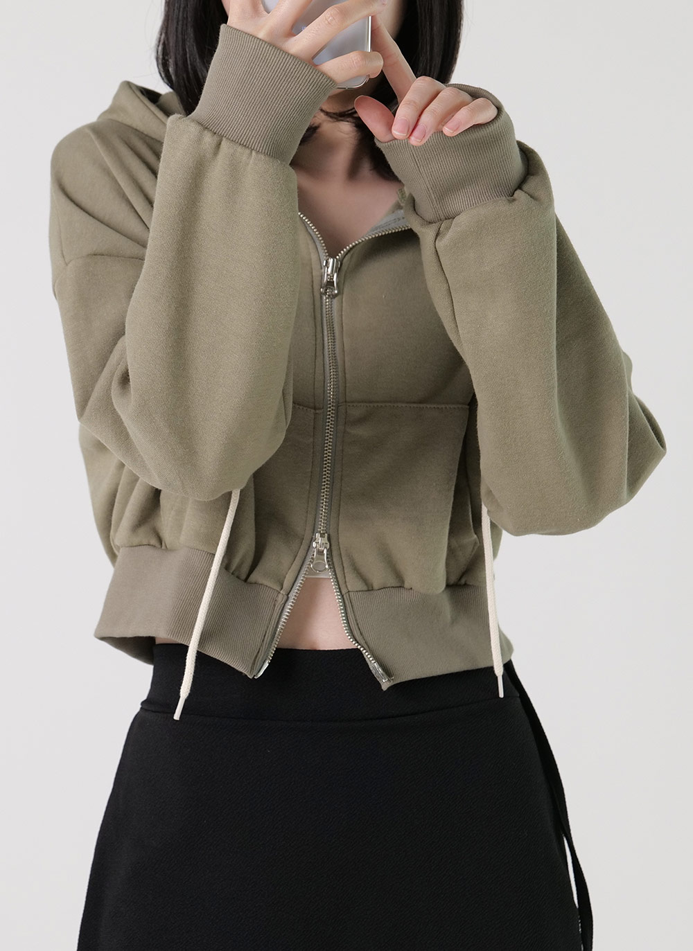 ストリング付フードダブルジップパーカー | DHOLIC | 詳細画像9