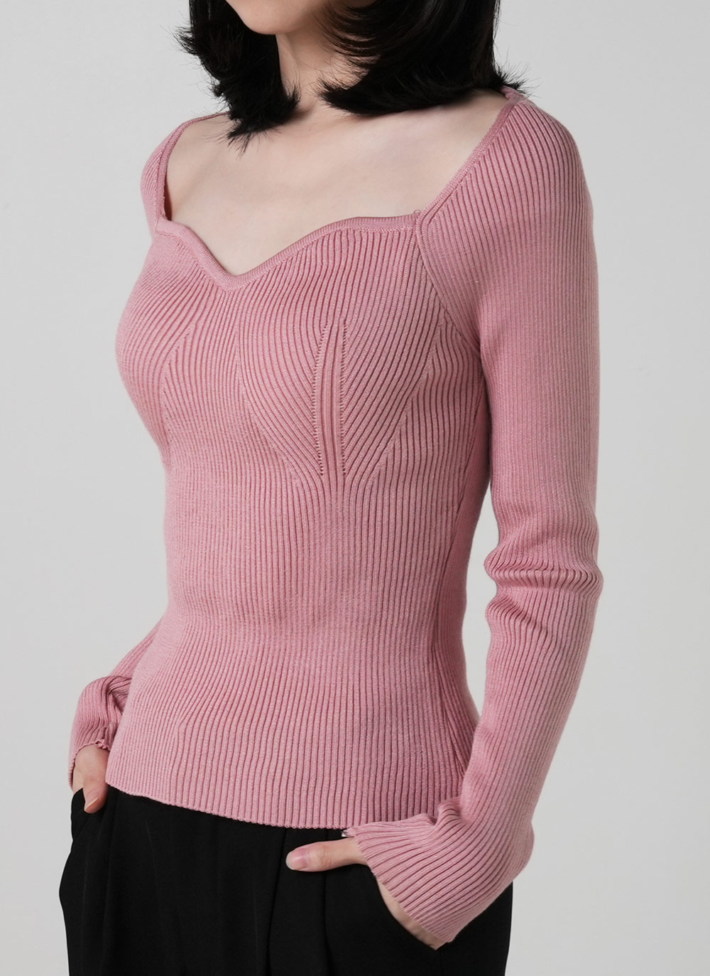 ハートネックスリムリブニット | DHOLIC | 詳細画像2