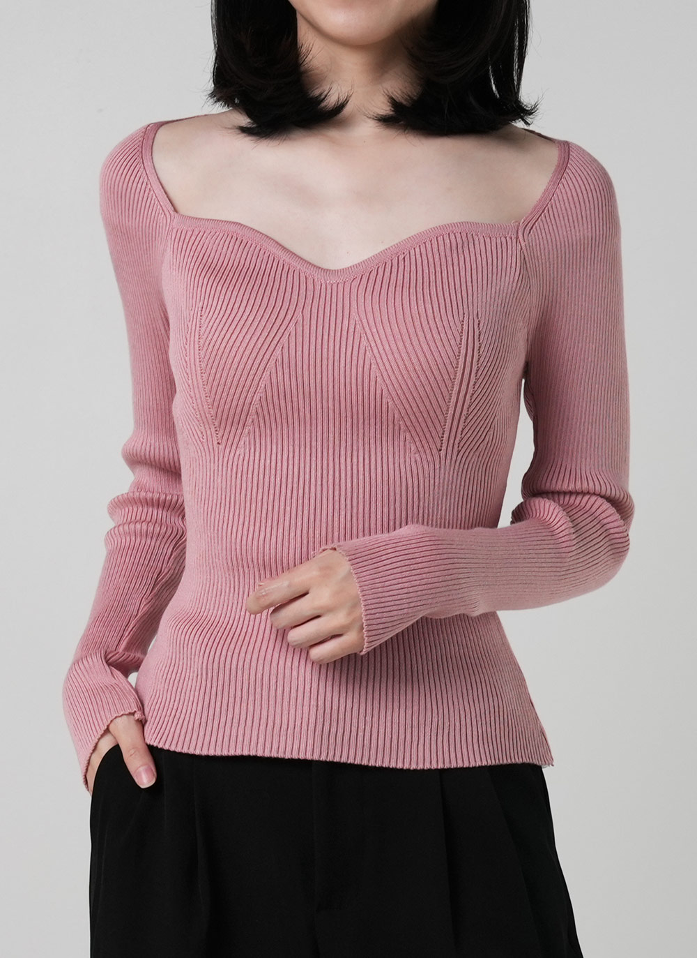 ハートネックスリムリブニット | DHOLIC | 詳細画像6