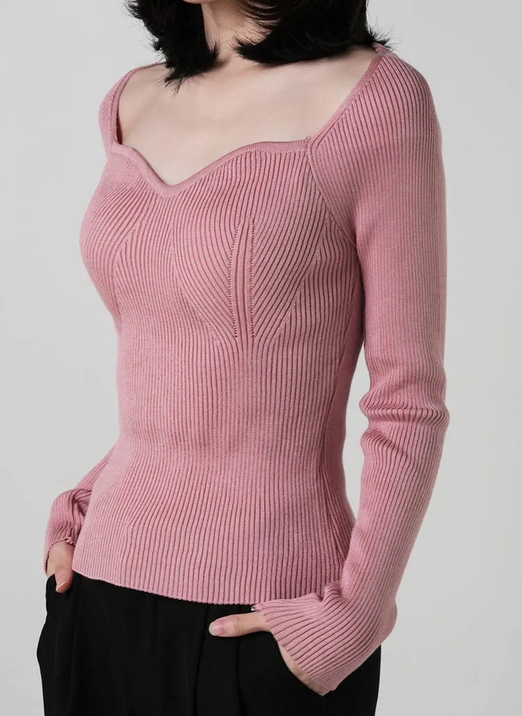 ハートネックスリムリブニット | DHOLIC | 詳細画像1