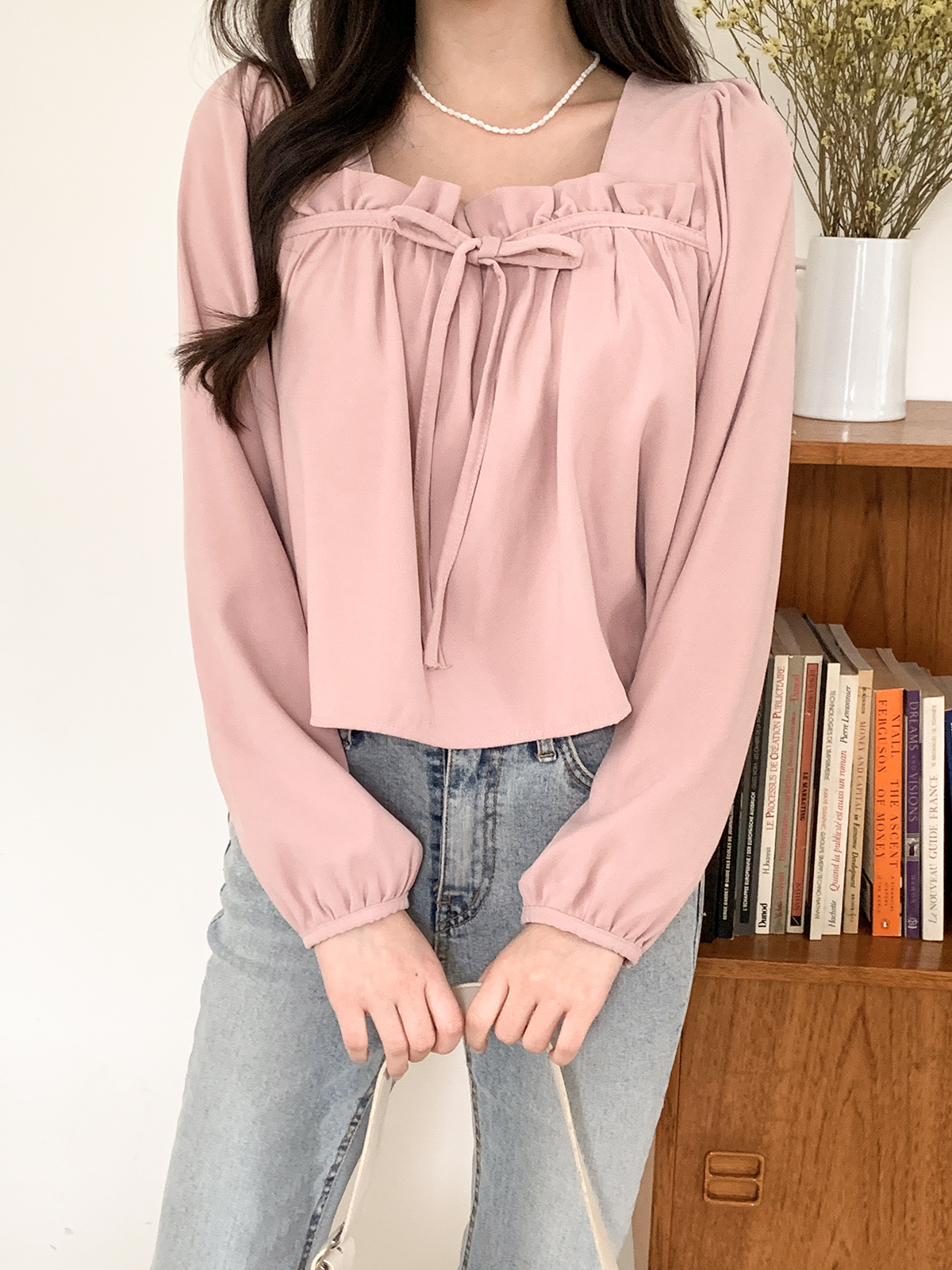 フリルリボンスクエアネックブラウス | 詳細画像6