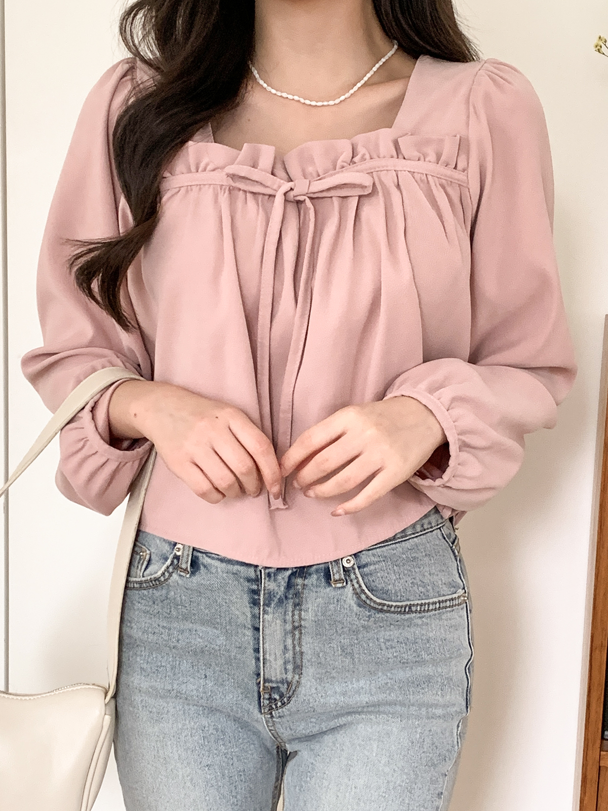 フリルリボンスクエアネックブラウス | 詳細画像9