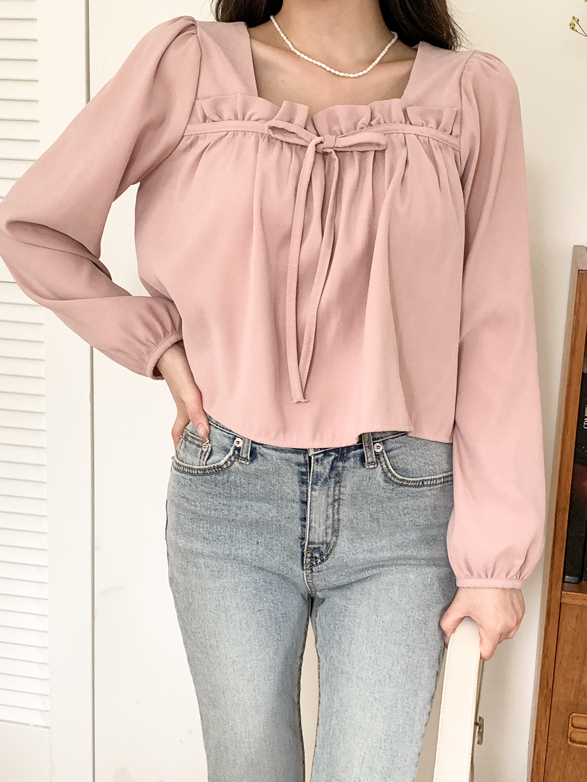 フリルリボンスクエアネックブラウス | 詳細画像10