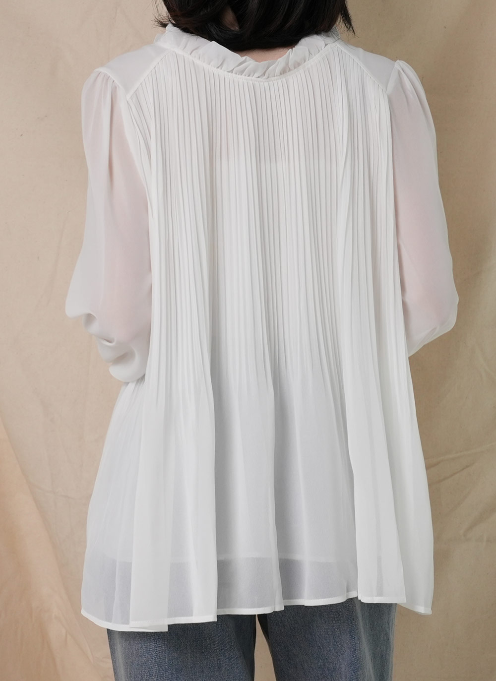 フリルリボンシフォンプリーツブラウス | DHOLIC | 詳細画像7