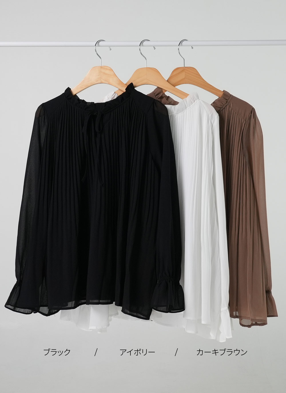 フリルリボンシフォンプリーツブラウス | DHOLIC | 詳細画像11