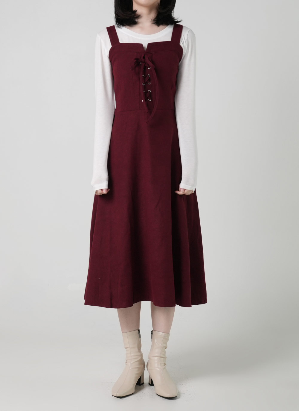 Tシャツ&ボタンビスチェワンピースSET | DHOLIC | 詳細画像3