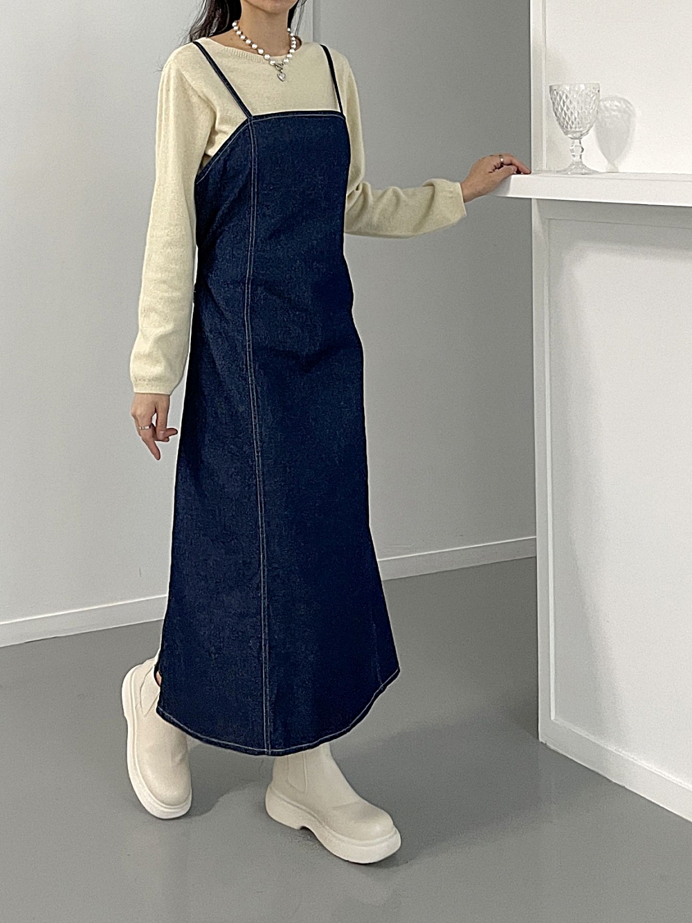 デニムジャケット&リボンキャミワンピースSET | レディース