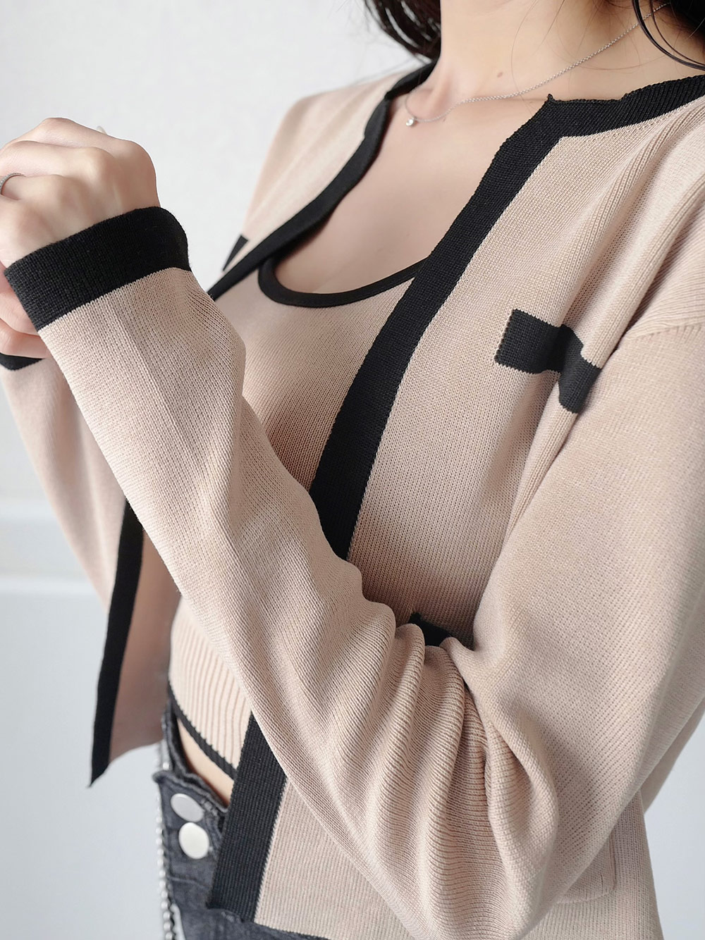 配色ニットノータンクトップ&カーディガンSET | 詳細画像15