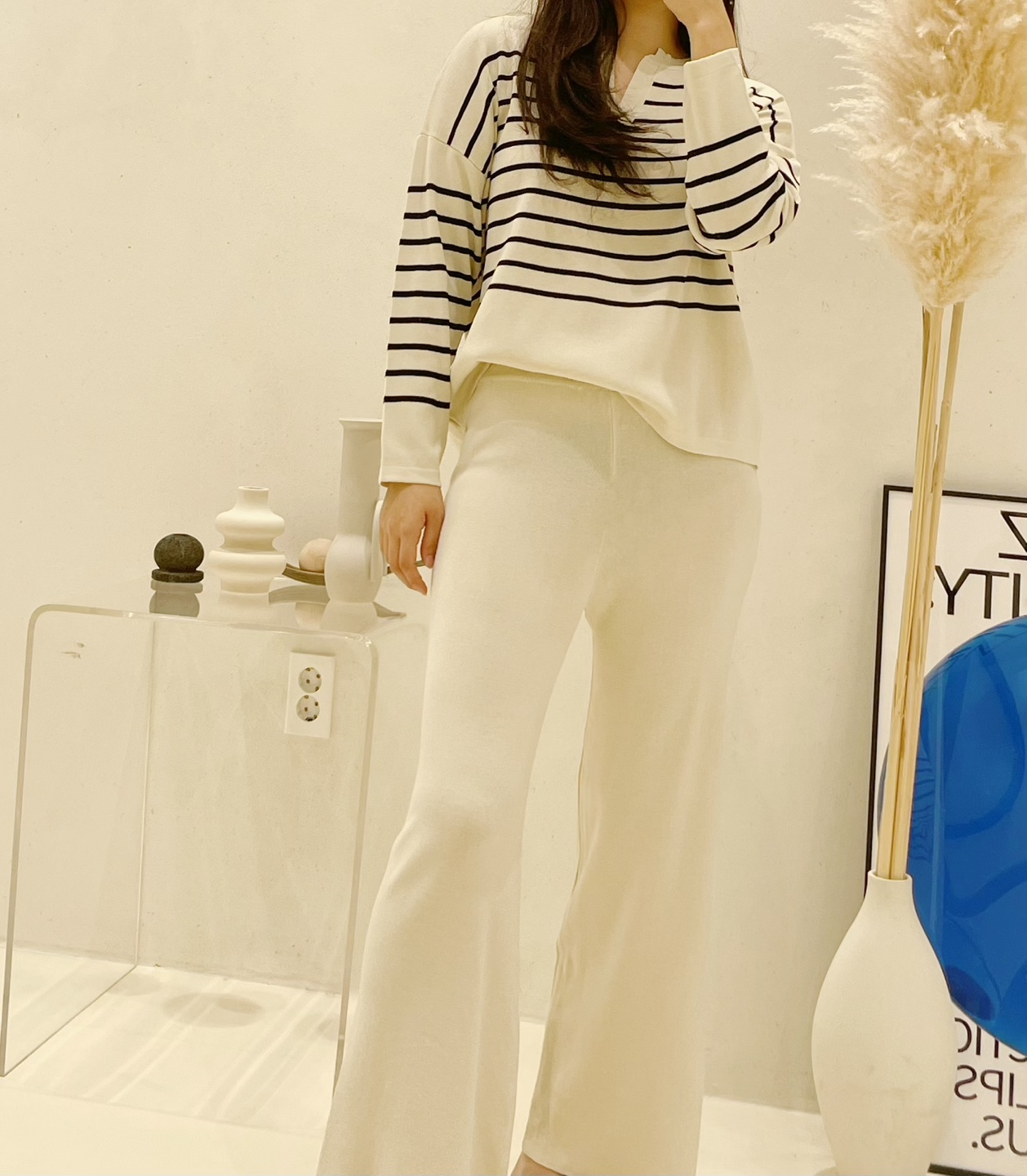 ボーダーキーネックニット&パンツSET | 詳細画像2