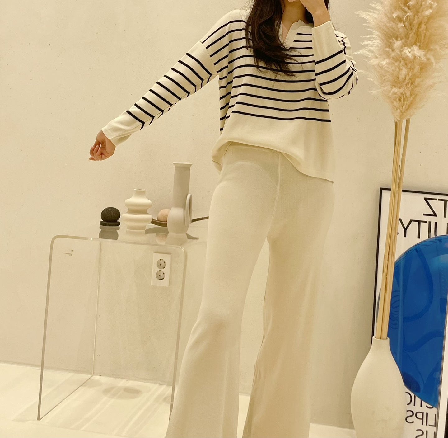 ボーダーキーネックニット&パンツSET | 詳細画像3