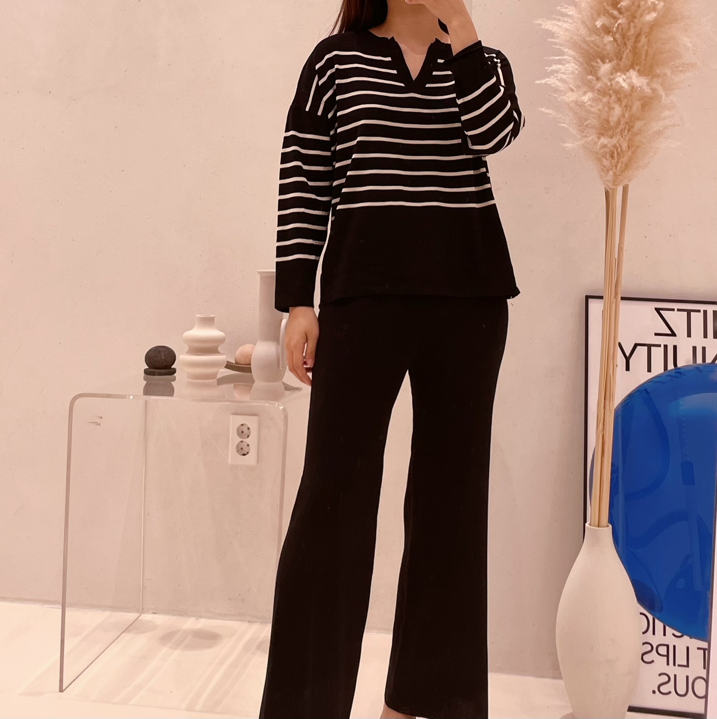 ボーダーキーネックニット&パンツSET | 詳細画像6