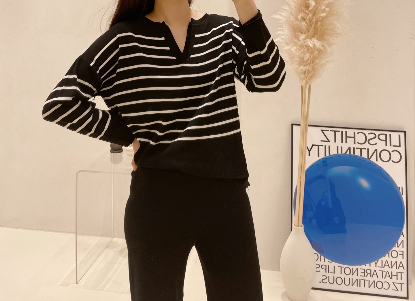 ボーダーキーネックニット&パンツSET | 詳細画像7