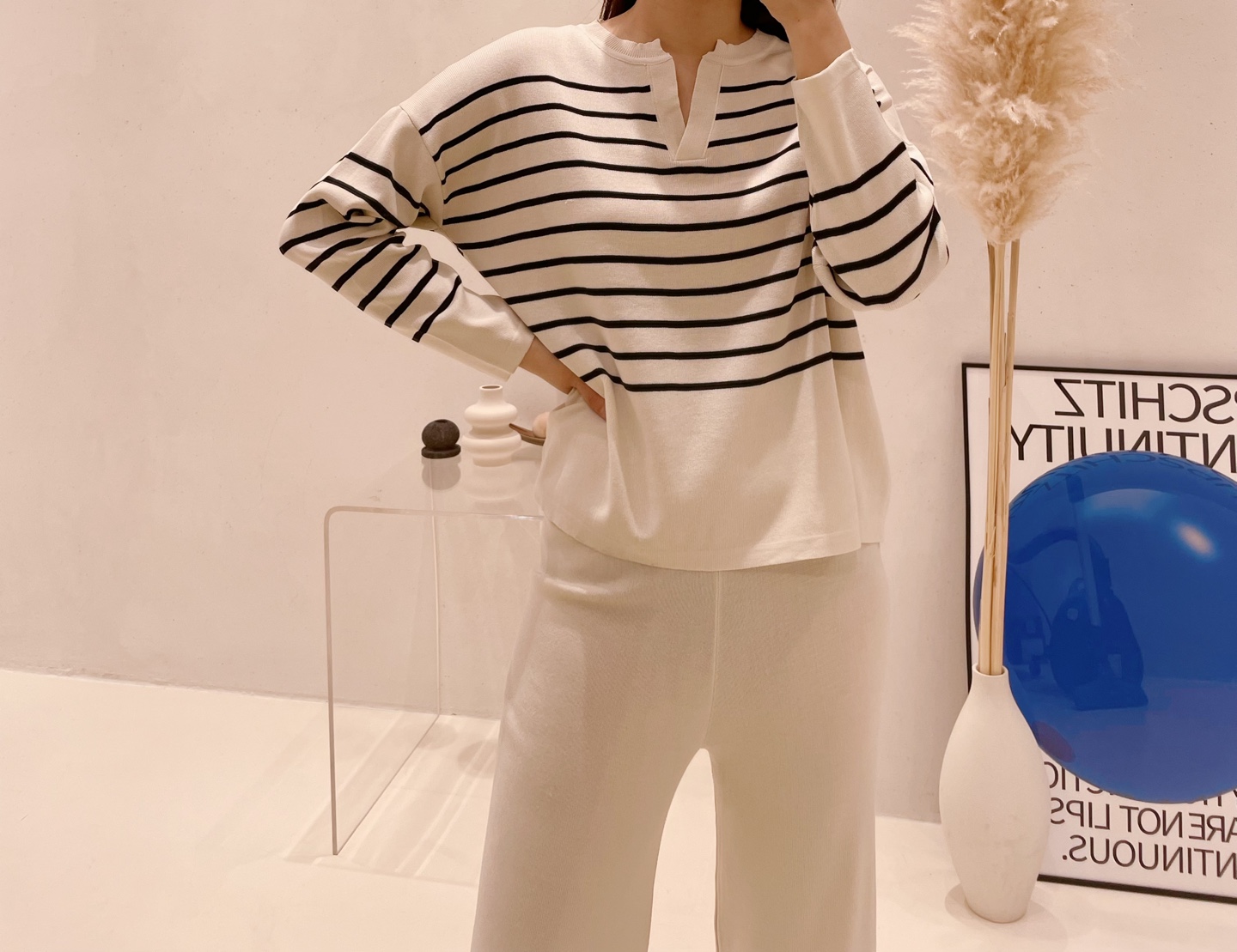 ボーダーキーネックニット&パンツSET | 詳細画像10