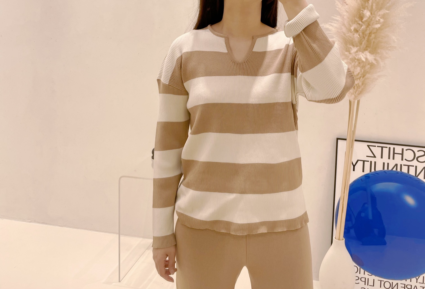 スリットネックボーダーニット&パンツSET | 詳細画像4