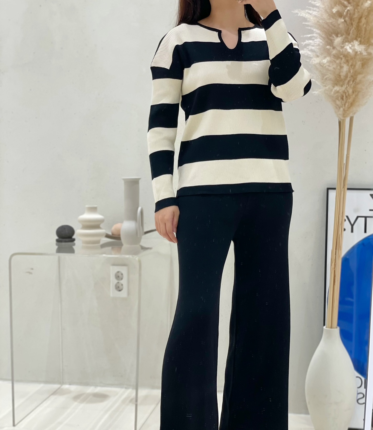 スリットネックボーダーニット&パンツSET | 詳細画像6