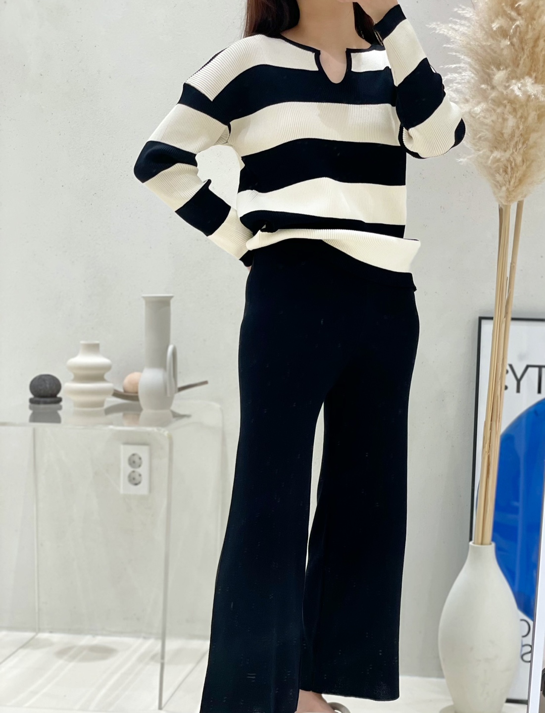 スリットネックボーダーニット&パンツSET | 詳細画像7