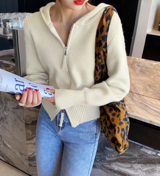 ウール混フードジップカーディガン | 詳細画像4