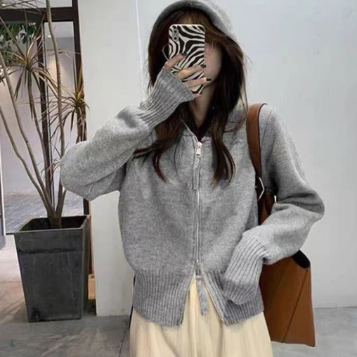 ウール混フードジップカーディガン | 詳細画像9