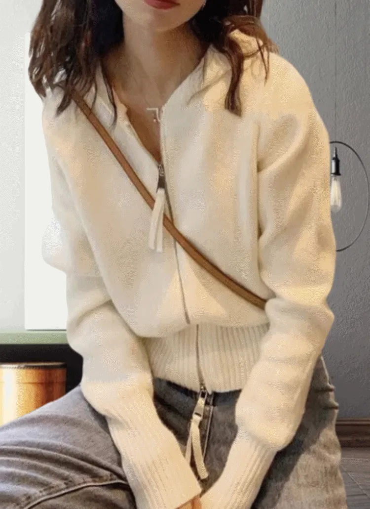 ウール混フードジップカーディガン | 詳細画像1