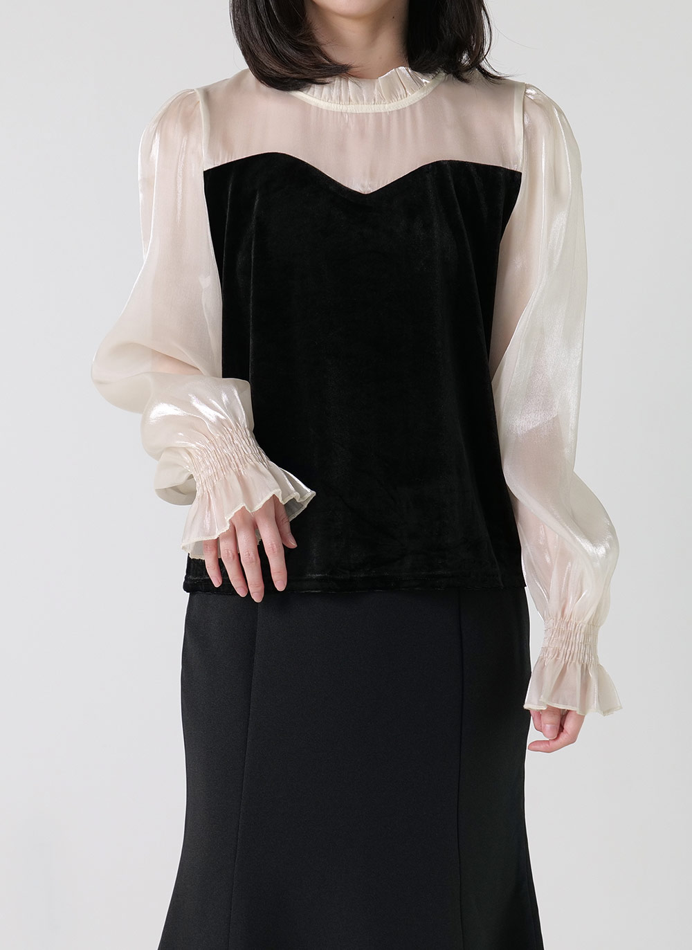 ベロアシアースリーブブラウス | DHOLIC | 詳細画像3