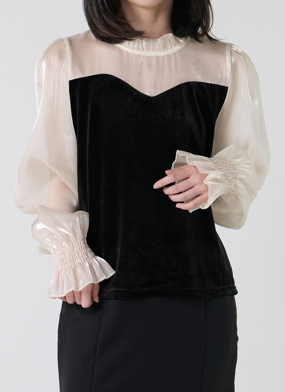 ベロアシアースリーブブラウス | DHOLIC | 詳細画像5