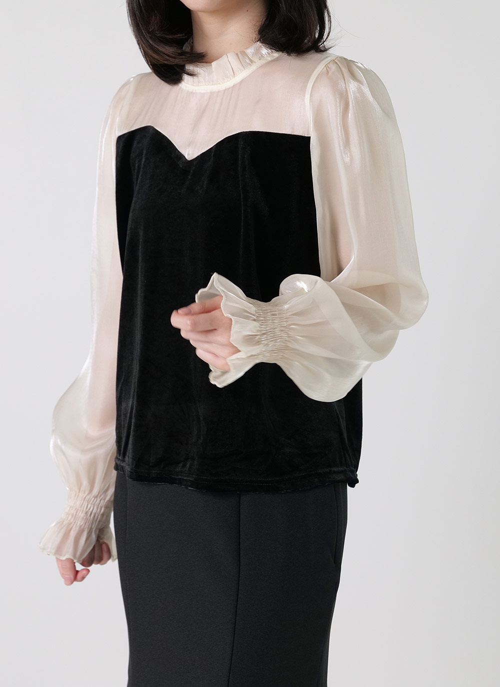 ベロアシアースリーブブラウス | DHOLIC | 詳細画像7