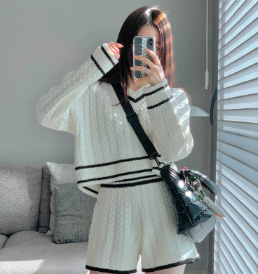 配色ケーブルニット&ショートパンツSET | 詳細画像3