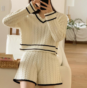 配色ケーブルニット&ショートパンツSET | 詳細画像6