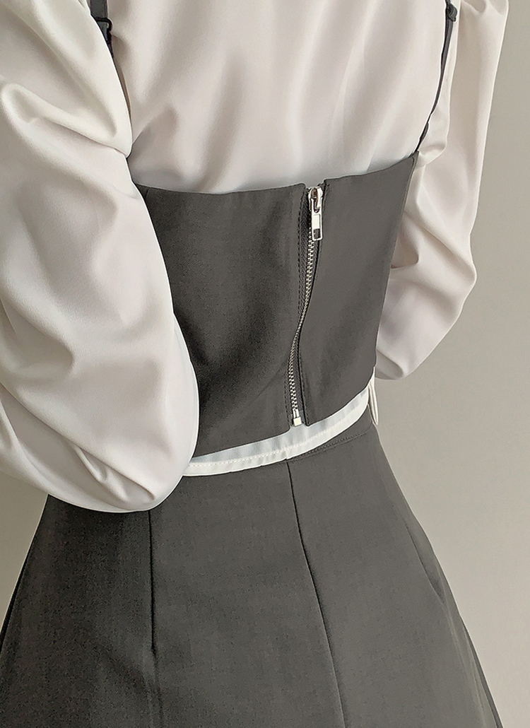 クロップドブラウス&ビスチェ&プリーツミニスカートSET