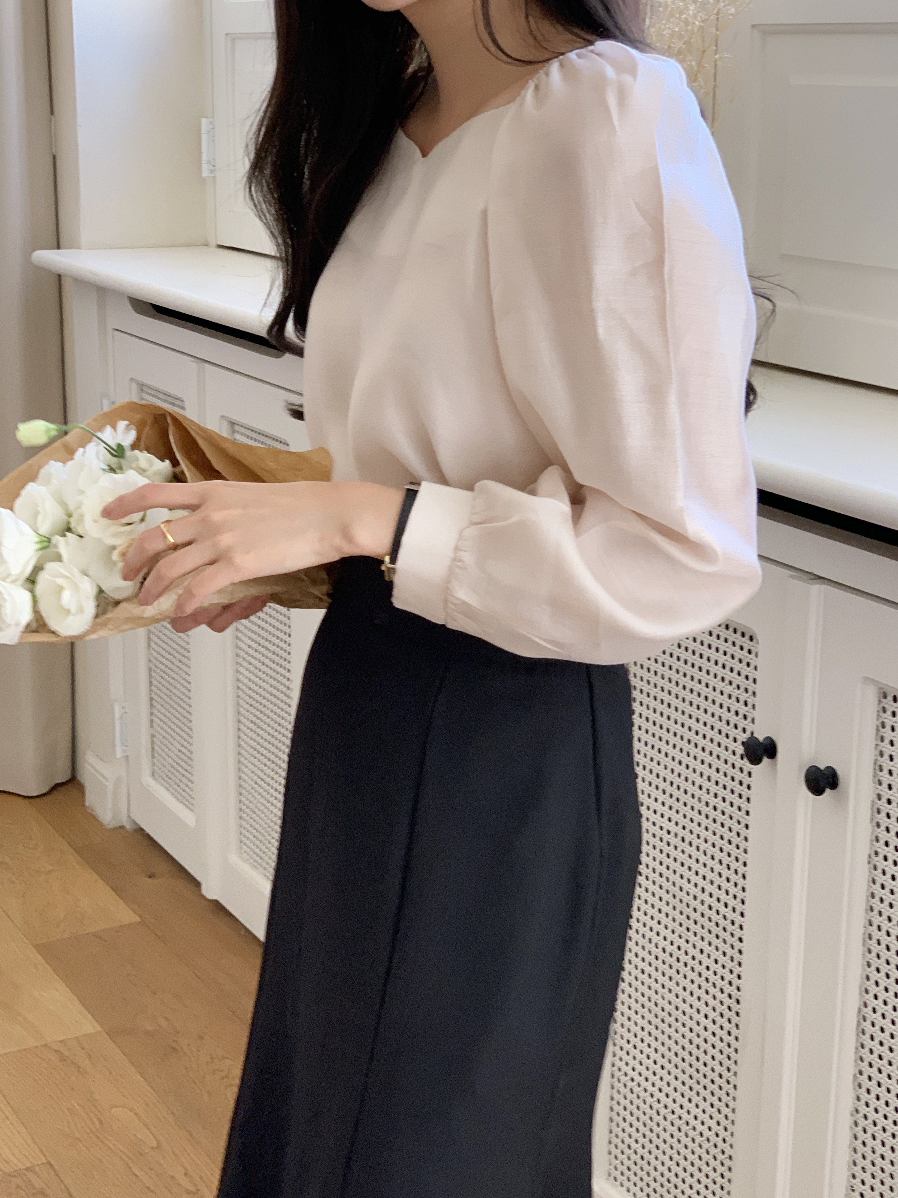 テンセル混ハートネックシルキーブラウス | 詳細画像9