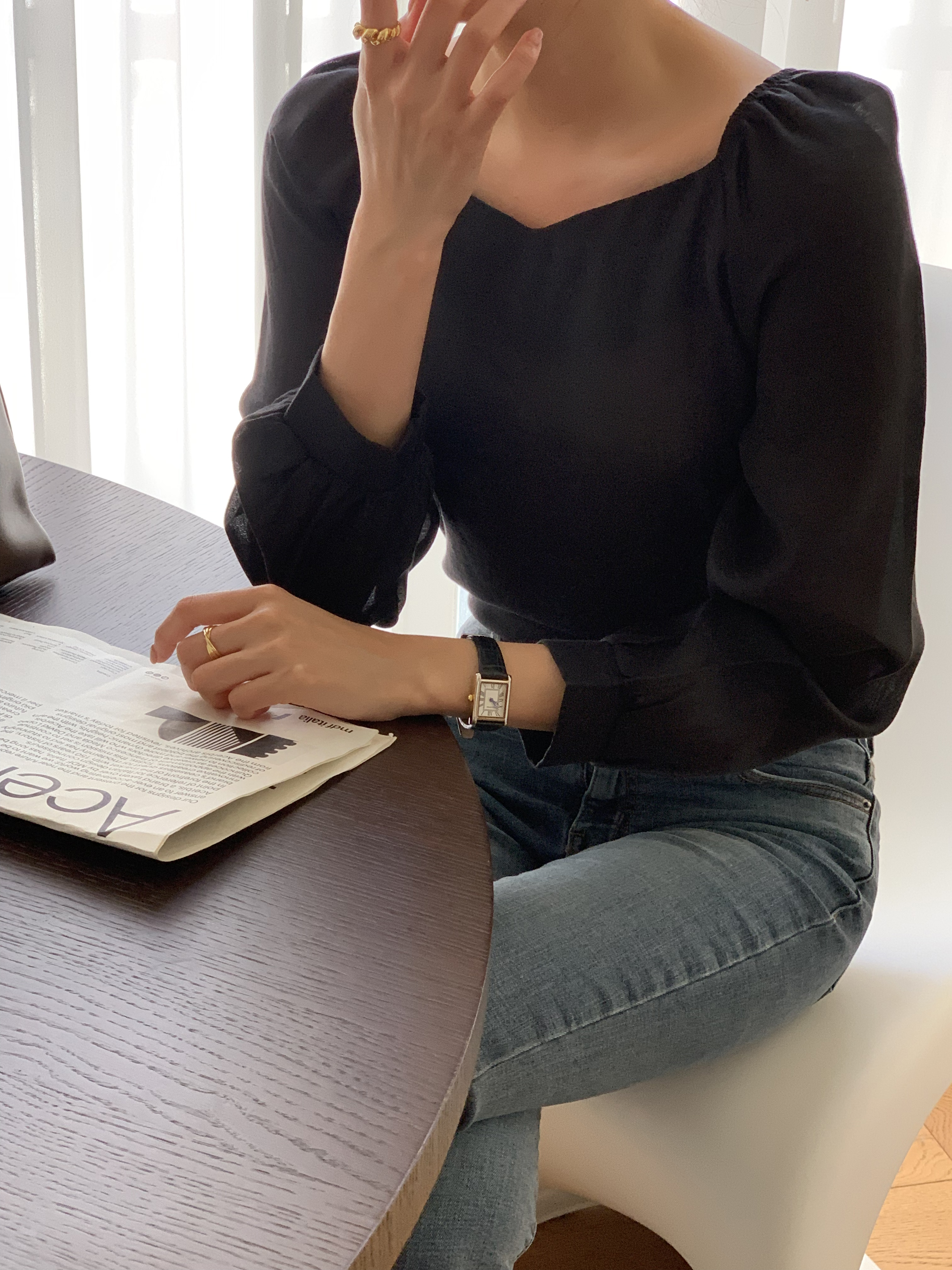 テンセル混ハートネックシルキーブラウス | 詳細画像20