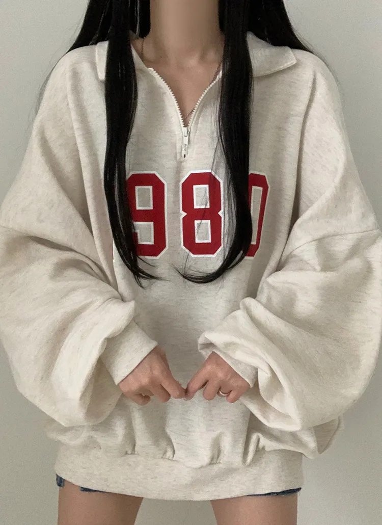 1980ハーフジップアップオーバーフィットスウェット | moodloveroom | 詳細画像1