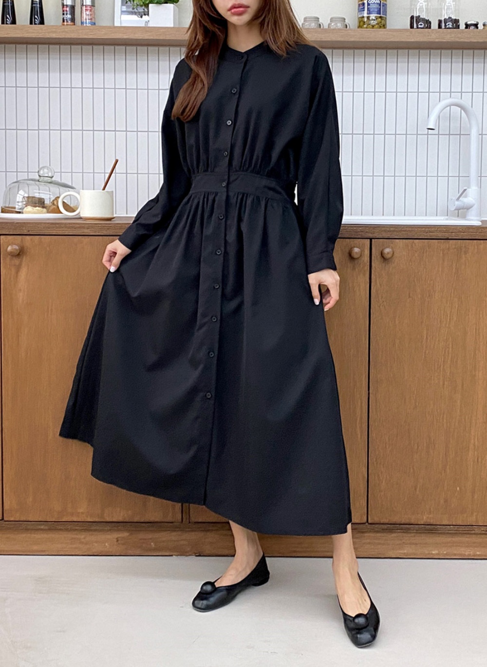 バンドカラーイージーフレアワンピース | 詳細画像2