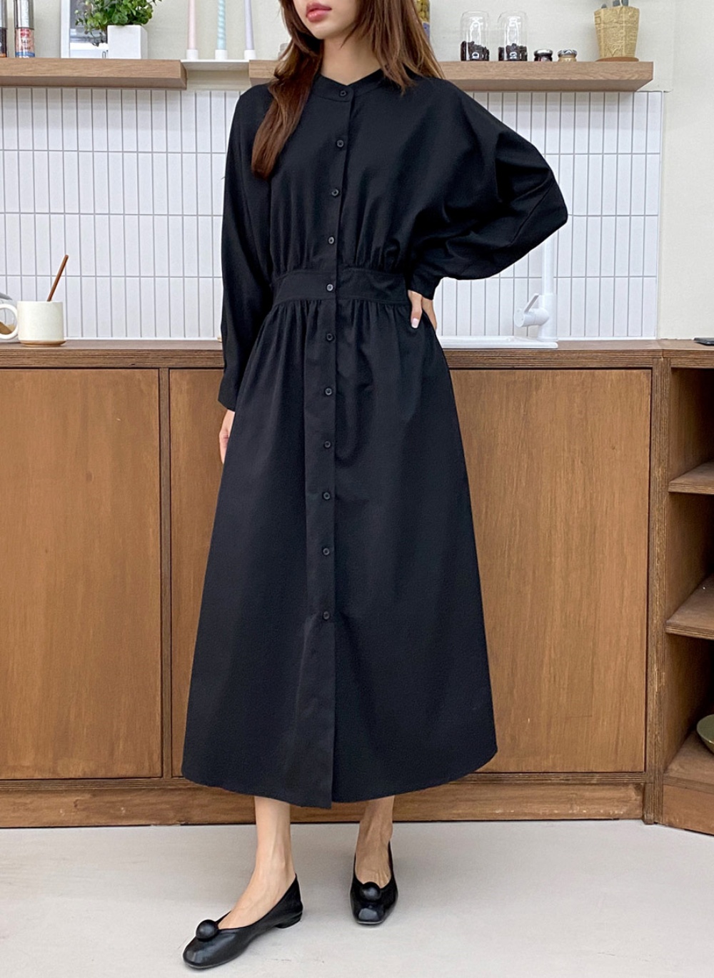 バンドカラーイージーフレアワンピース | 詳細画像4