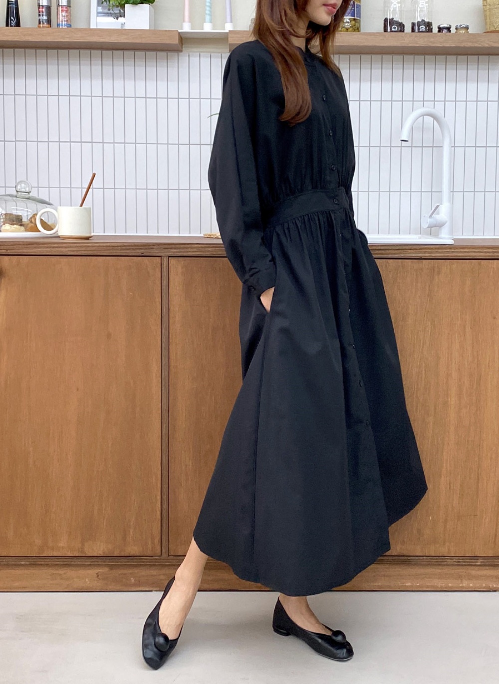 バンドカラーイージーフレアワンピース | 詳細画像5