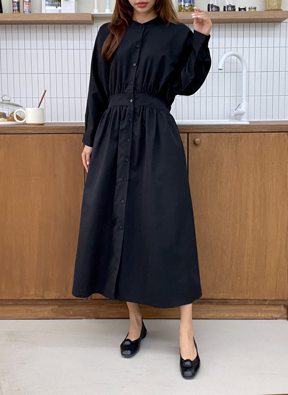 バンドカラーイージーフレアワンピース | 詳細画像8