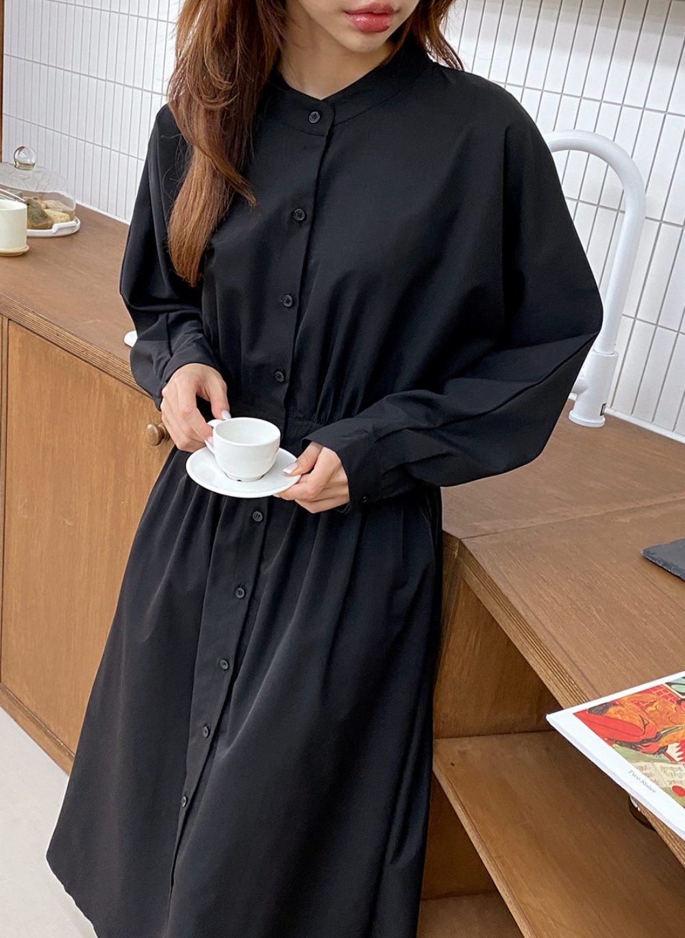 バンドカラーイージーフレアワンピース | 詳細画像9