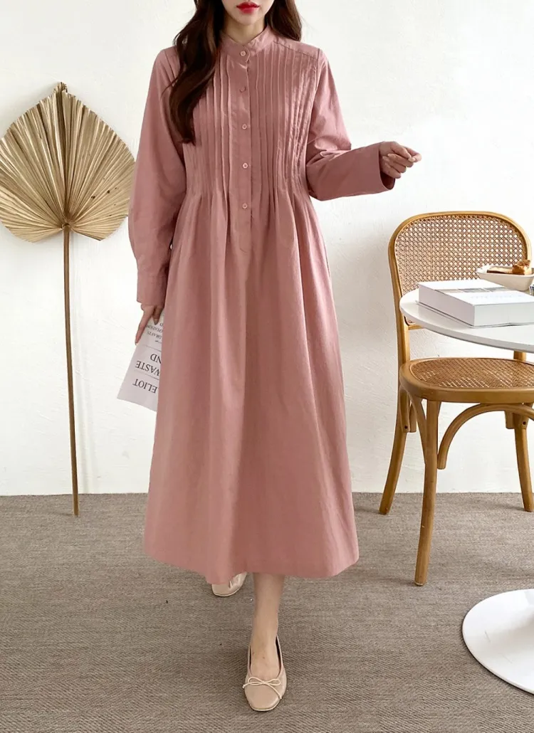 ピンタックバンドカラーワンピース | 詳細画像1