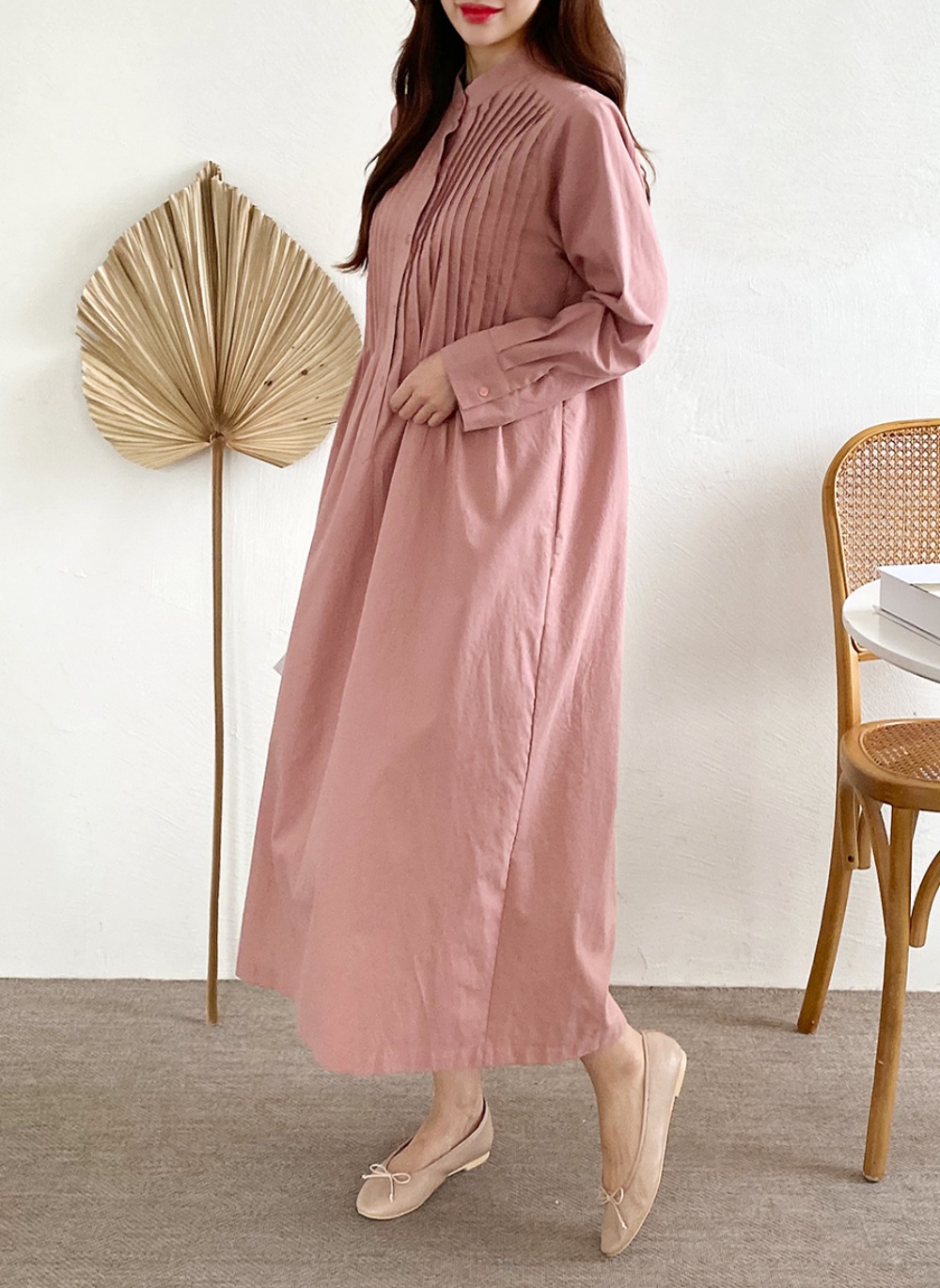 ピンタックバンドカラーワンピース | 詳細画像3