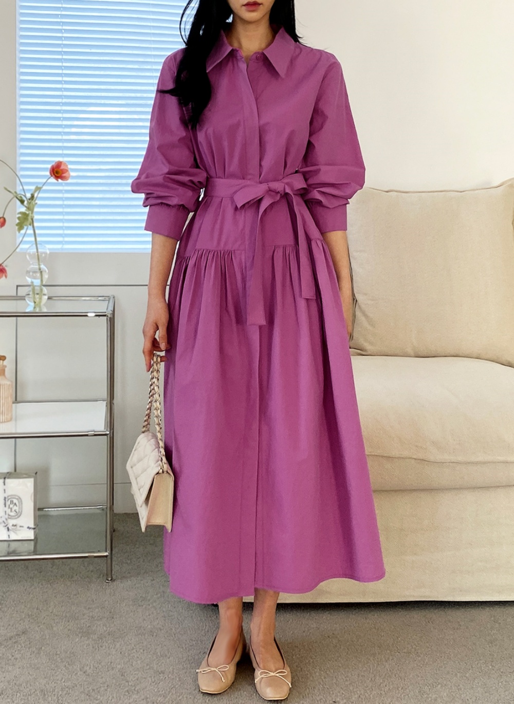 ストラップ付フレアシャツワンピース | 詳細画像2