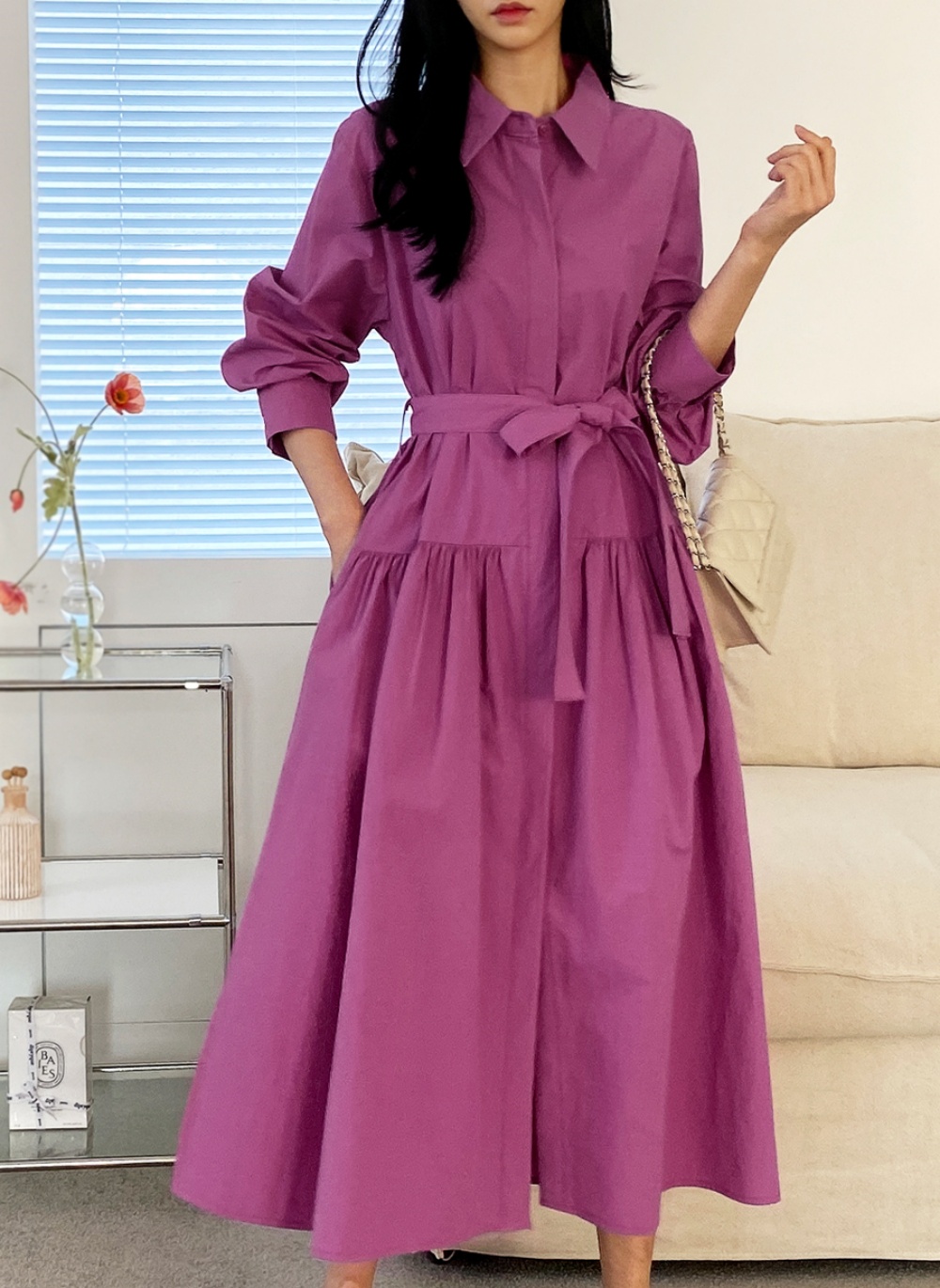 ストラップ付フレアシャツワンピース | 詳細画像3