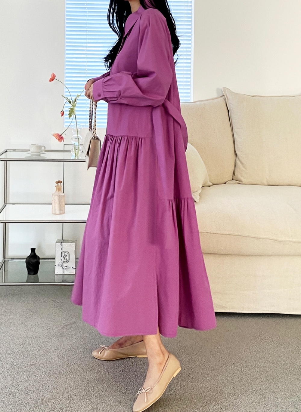 ストラップ付フレアシャツワンピース | 詳細画像5