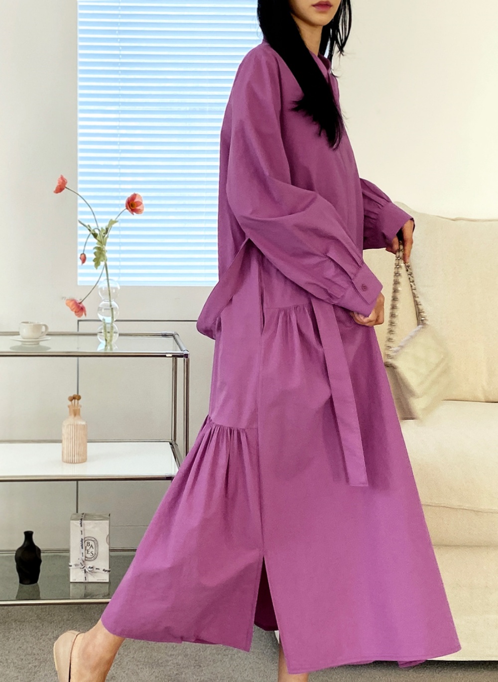 ストラップ付フレアシャツワンピース | 詳細画像6