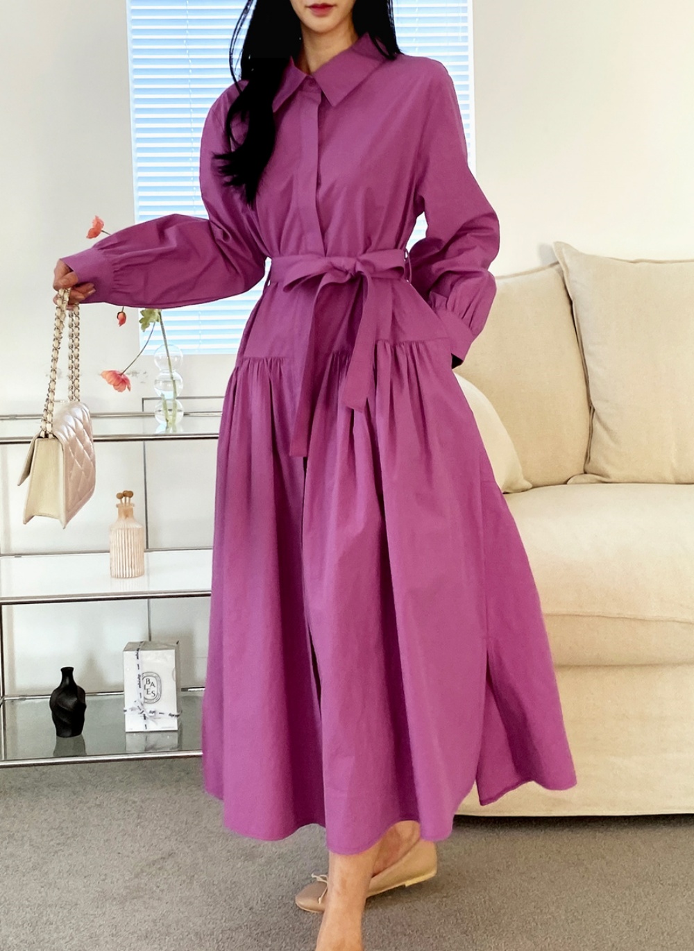 ストラップ付フレアシャツワンピース | 詳細画像8