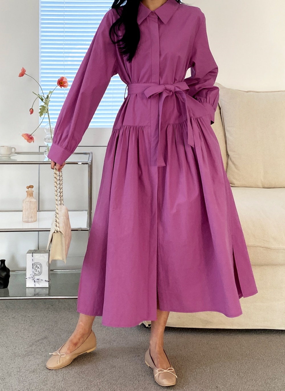 ストラップ付フレアシャツワンピース | 詳細画像10