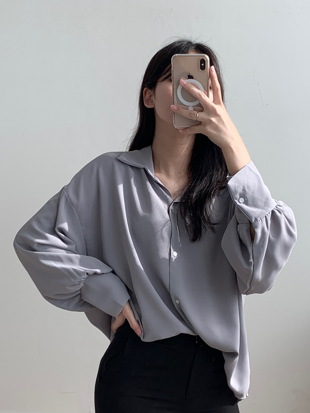 ワイドカフスシルキーシャツ | 詳細画像6